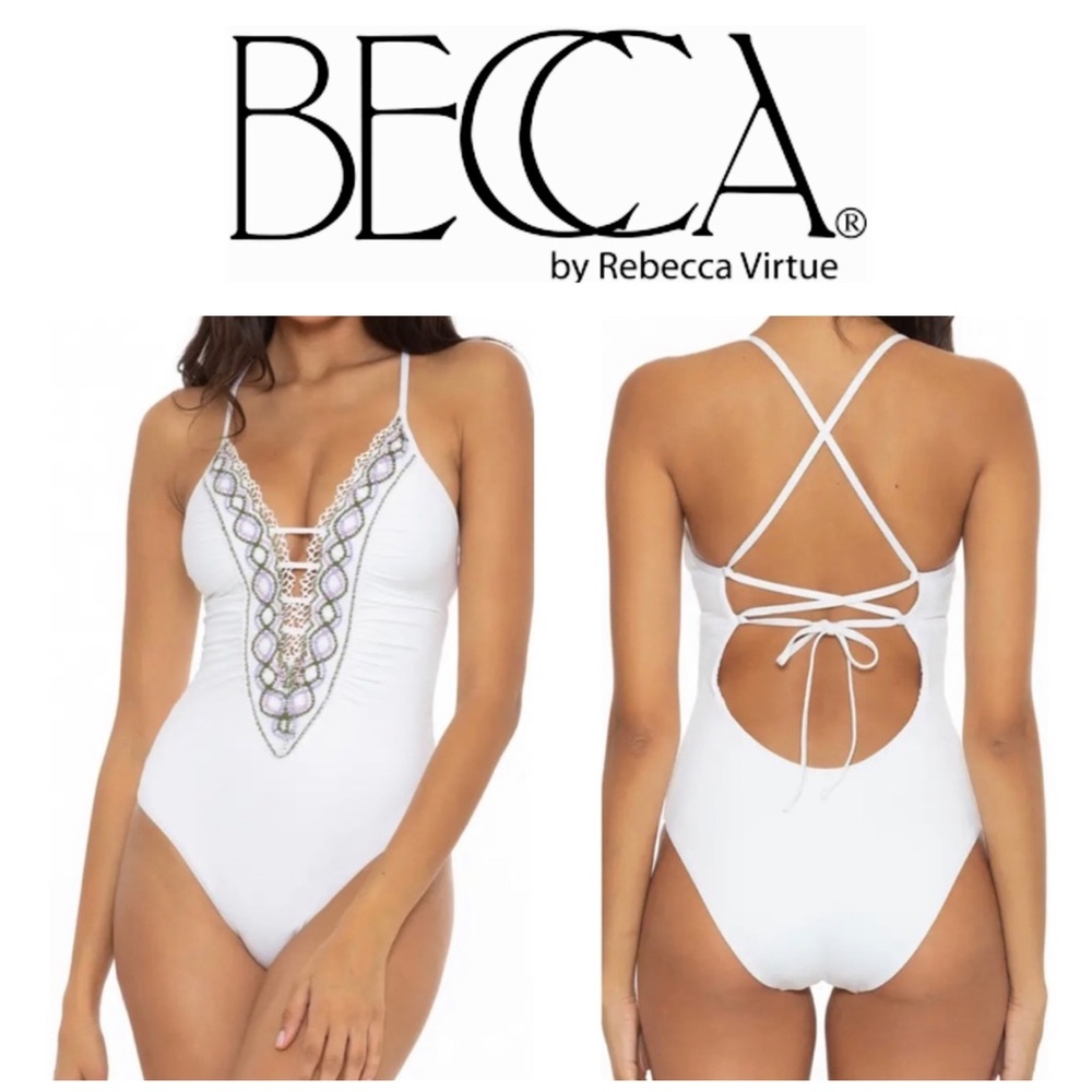NEW BECCA Tallulah Clare Plunge One-Piece Swimsuit